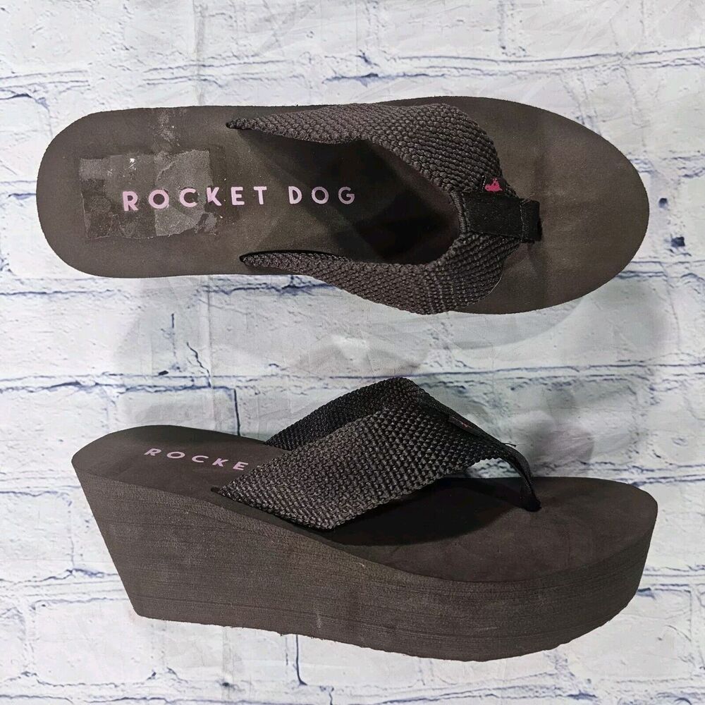 Rocket Dog WOMENS SIZE 10 Diver Brown Platform Wedge Flip Flops